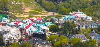 Mont Tremblant in Quebec, Canada.  Quaint town with rolling hills.